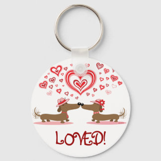 Valentine Dachshunds Keychain