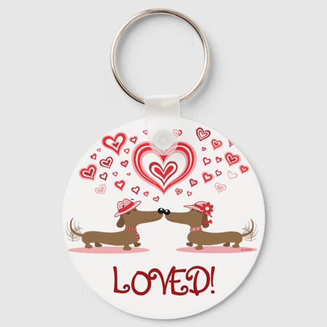 Valentine Dachshunds Keychain (Front)