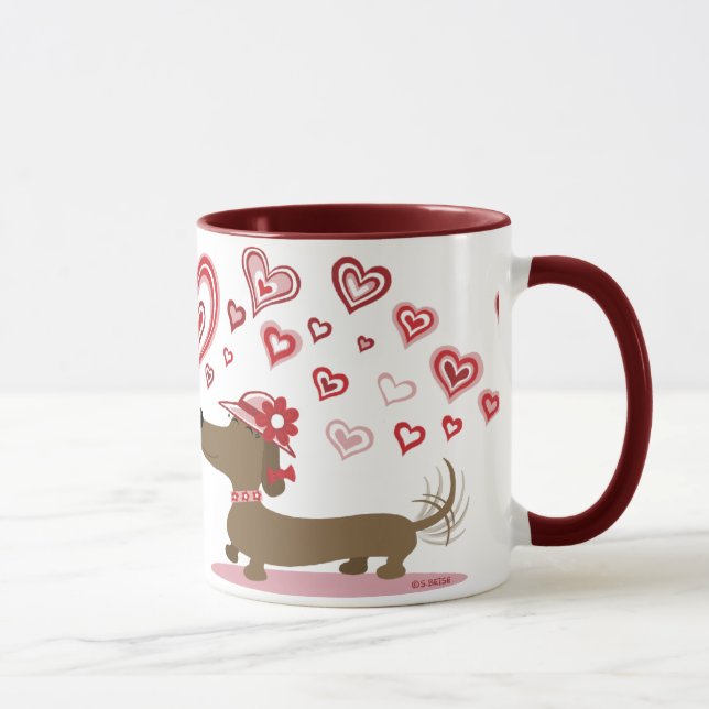 Valentine Dachshunds LOVE YOU! mug (Right)