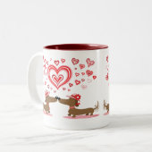 Valentine Dachshunds Two-Tone Coffee Mug (Front Left)