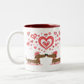 Valentine Dachshunds Two-Tone Coffee Mug (Left)