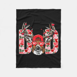 Valentine Dad Camo Deer Buck Hunting Matching Vale Fleece Blanket