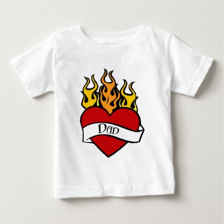 Valentine Dad Heart Tattoo Baby Shirt