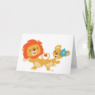 Valentine dancing lion couple greeting card