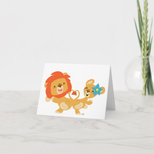 Valentine dancing lion couple notecard