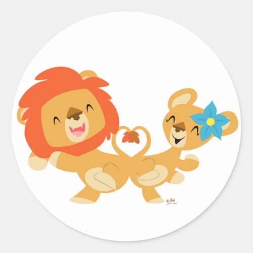 Valentine dancing lion couple sticker