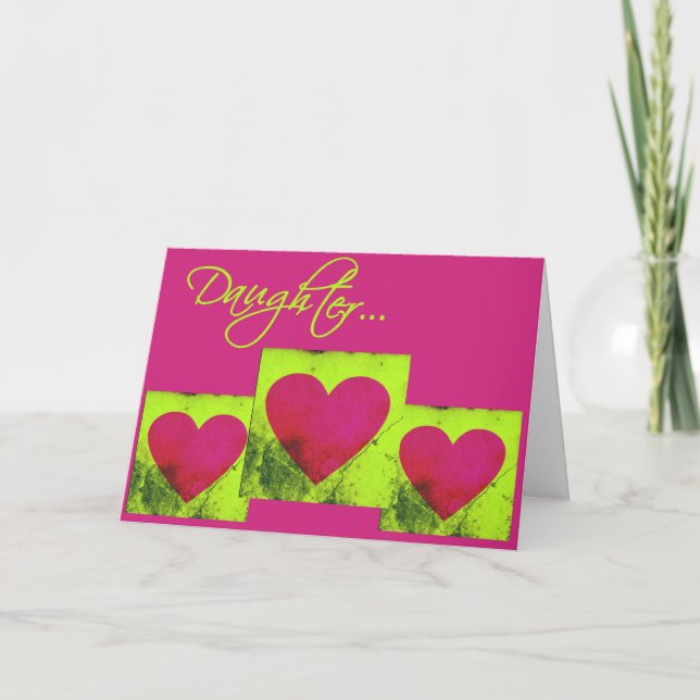 Valentine Daughter Triple Heart Greeting Card (Front)