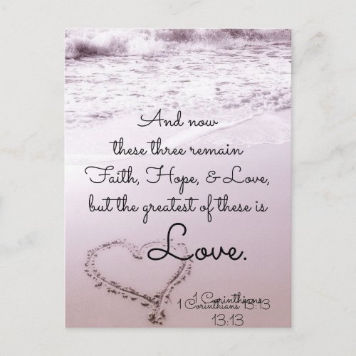 Valentine Day 1 Corinthians 1313 Ocean Beach Postcard