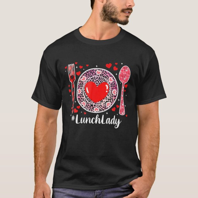 Valentine Day 2022 Pink Leopard Loved Lunch Lady H T-Shirt (Front)
