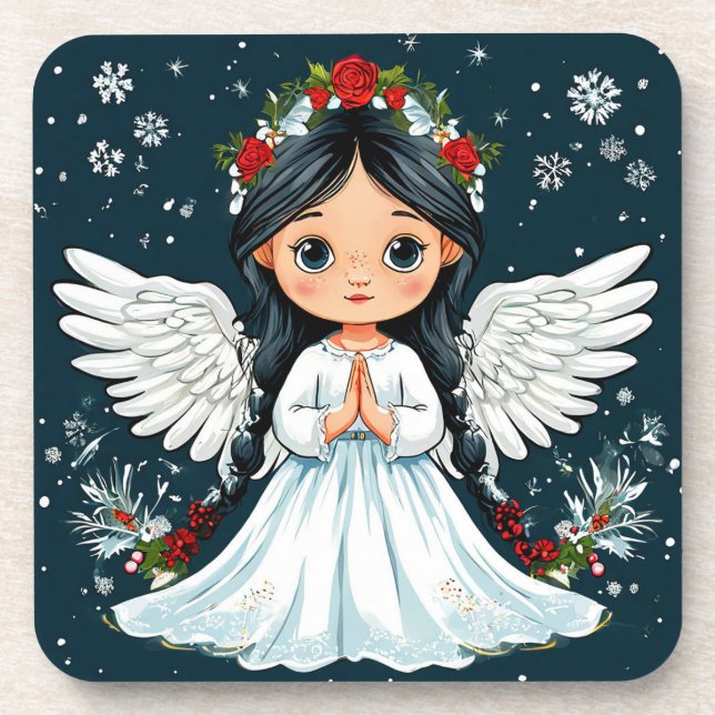 Valentine day angel beverage coaster (Front)