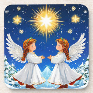 Valentine day angels beverage coaster