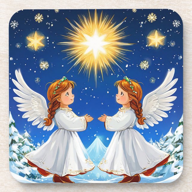 Valentine day angels beverage coaster (Front)