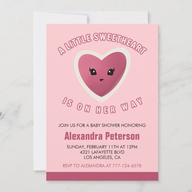 Valentine day baby shower invitation sweet heart  (Front)