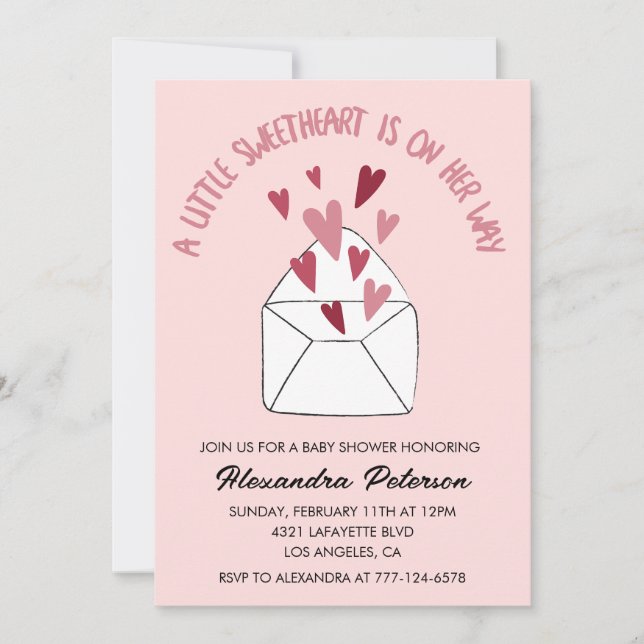 Valentine day baby shower invite envelope hearts (Front)