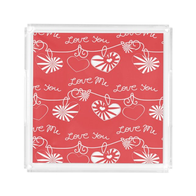 Valentine Day Background Acrylic Tray (Front)