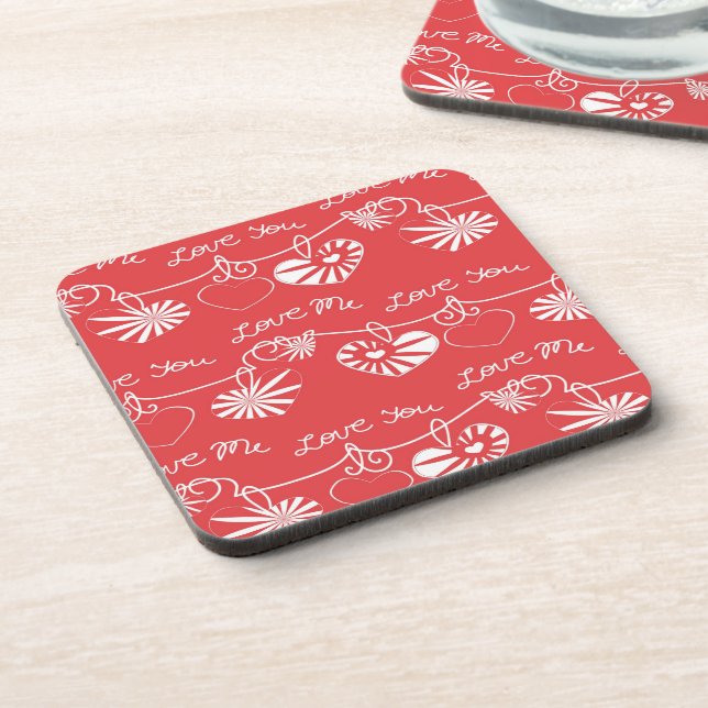 Valentine Day Background Beverage Coaster (Left Side)
