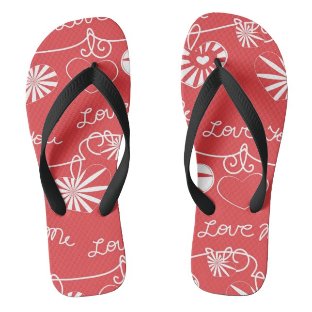 Valentine Day Background Flip Flops (Footbed)