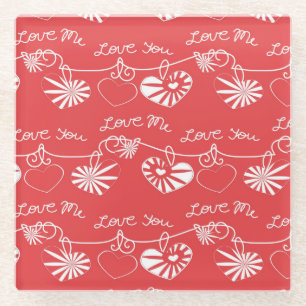 Valentine Day Background Glass Coaster