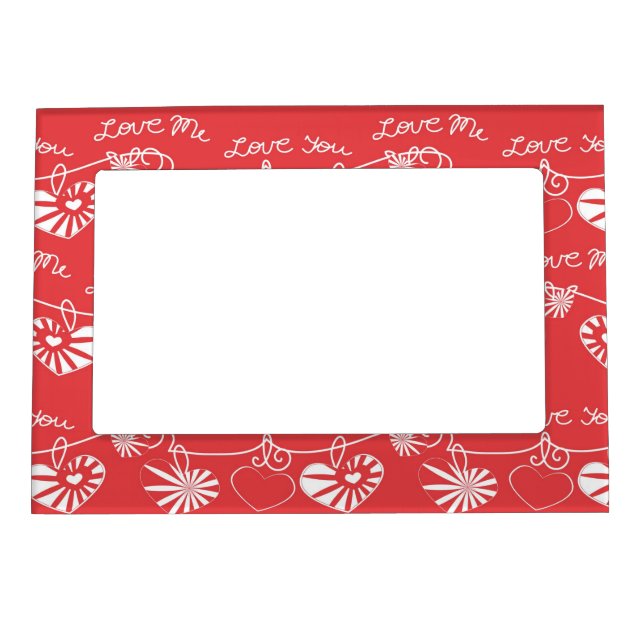 Valentine Day Background Magnetic Picture Frame (Front)