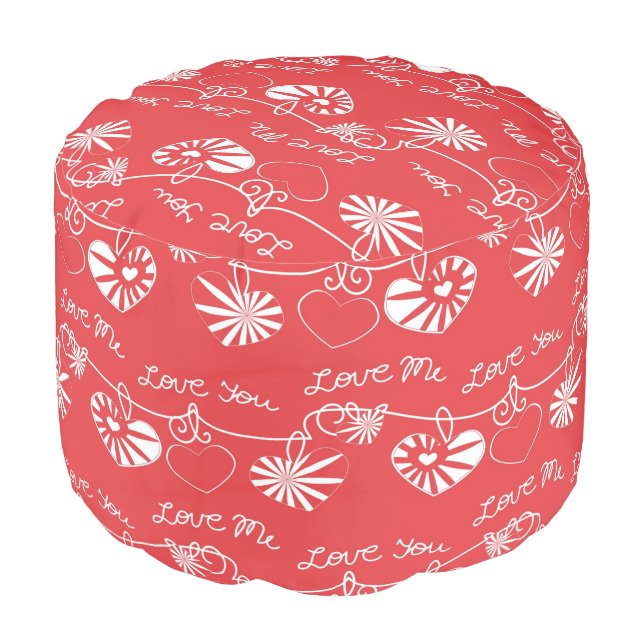 Valentine Day Background Pouf (Angled Front)
