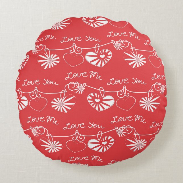 Valentine Day Background Round Pillow (Front)