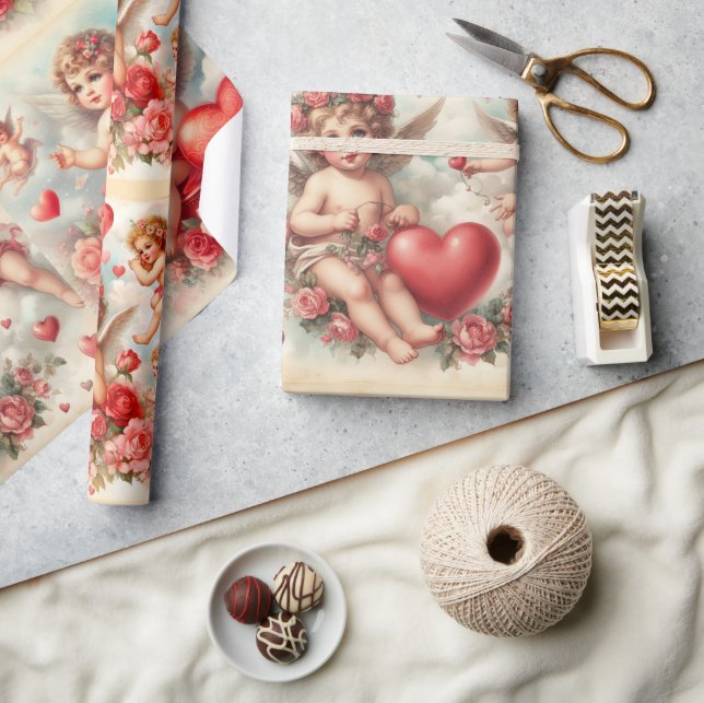  Valentine' Day Cherub Pattern Wrapping Paper (Crafts)