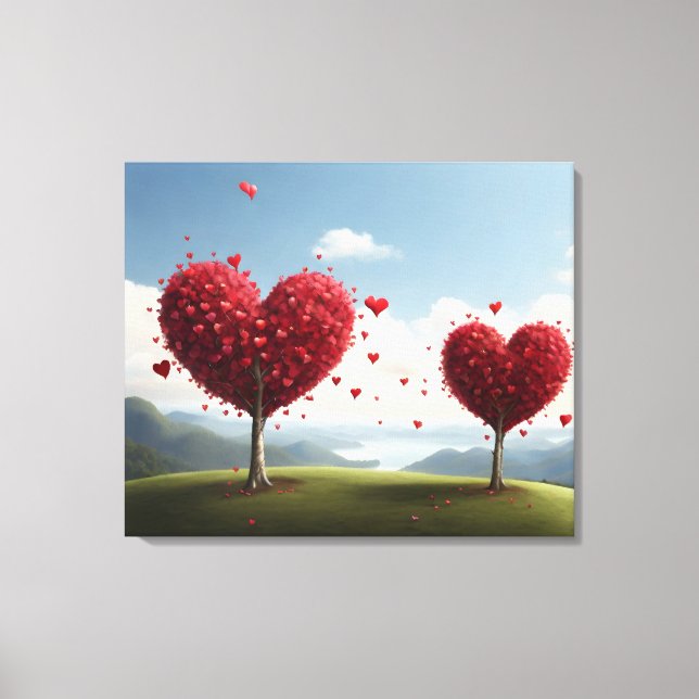 Valentine day design, Heart on trees Canvas Print (Front)