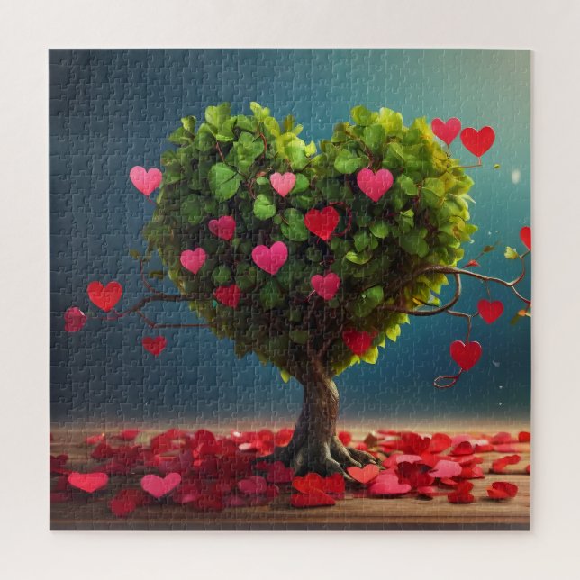 Valentine day design, Heart on trees Jigsaw Puzzle (Vertical)