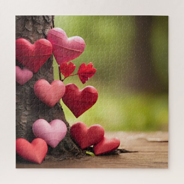 Valentine day design, Heart on trees Jigsaw Puzzle (Vertical)