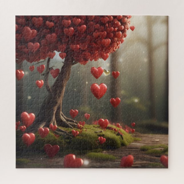 Valentine day design, Heart on trees Jigsaw Puzzle (Vertical)