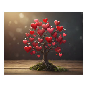 Valentine day design, Heart on trees Photo Print