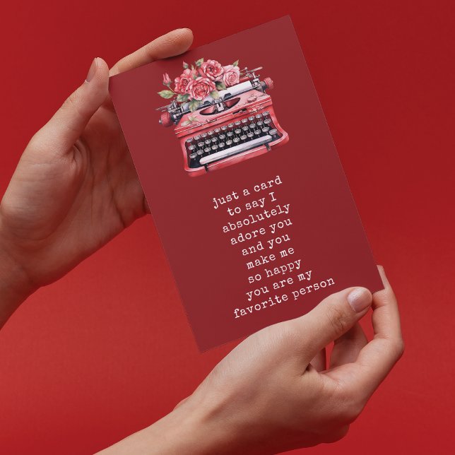 Valentine day Floral Typewriter Personalized Holiday Card (Creator Uploaded)