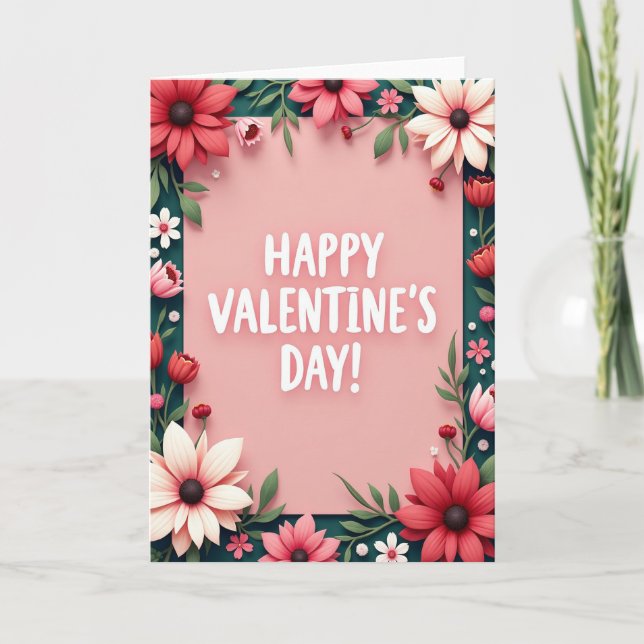 Valentine Day Flower Greeting Card (Front)