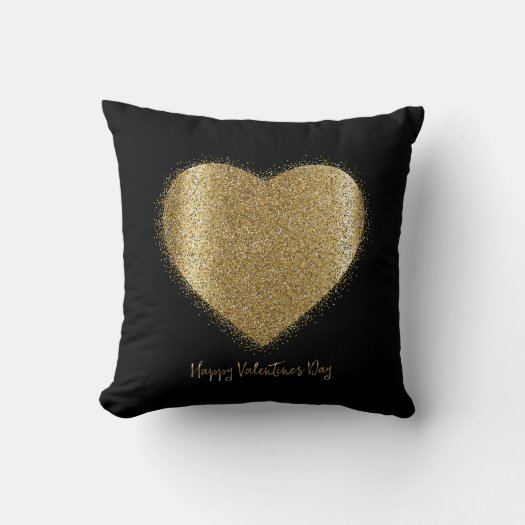 Valentine Day Gold Dust Heart on Black Background