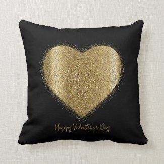 Valentine Day Gold Dust Heart on Black Background