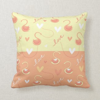 Valentine Day Heart Love Written in Yellow Orange Throw Pillow