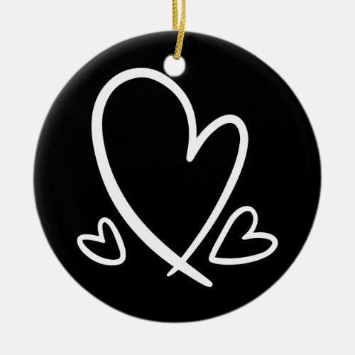 Valentine Day Heart Scribble Doodle Graphic  Ceramic Ornament