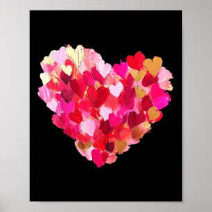Valentine Day Hearts Brushstroke Oil Painting Hear Poster