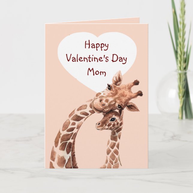  Valentine Day Mom Fun Giraffe Animal Card (Front)