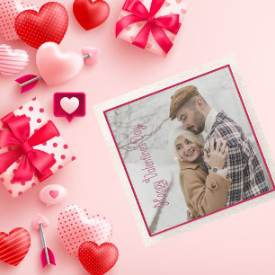 Valentine Day Personalized Photo Pink Gift Glass Coaster