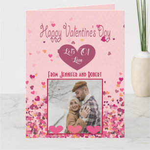Valentine Day Personalized Photo Pink Hearts Card