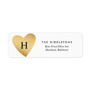 Valentine Day Photo Faux Gold Foil Heart Monogram Label