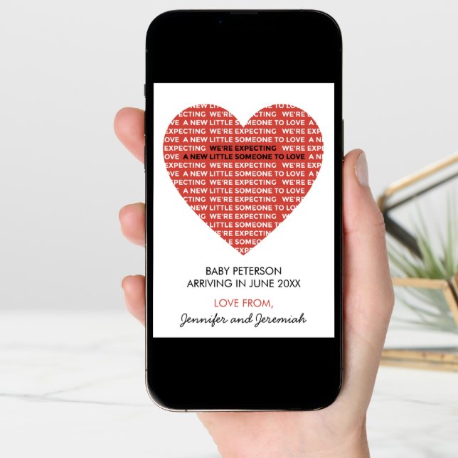 Valentine day pregnancy announcement cards neutral (Front Digital)