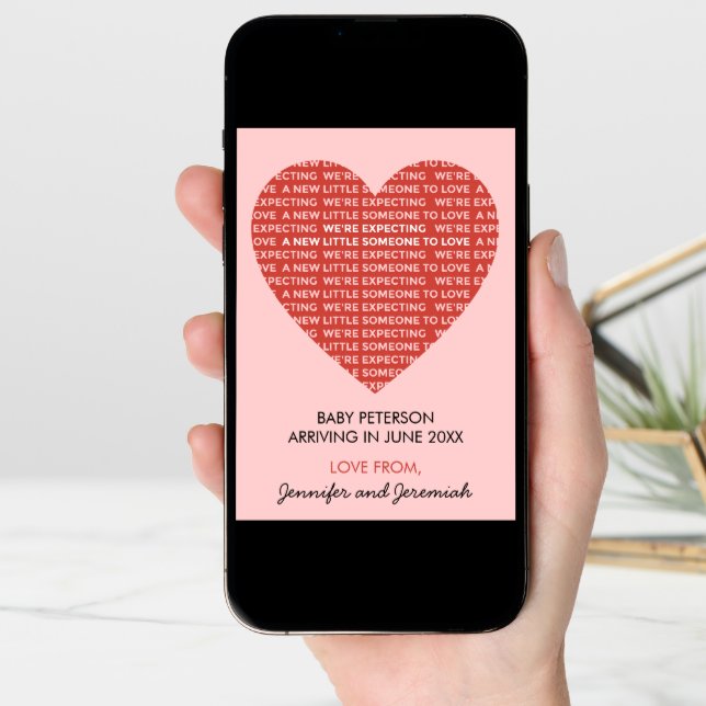 Valentine day pregnancy announcement cute pink red (Front Digital)
