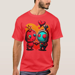 Valentine day robots love love 1 T-Shirt