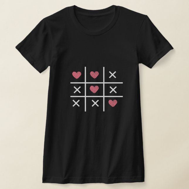 Valentine day tic tac toe hearts T-Shirt (Laydown)