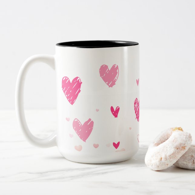 Valentine Day Two-Tone Coffee Mug (With Donut)