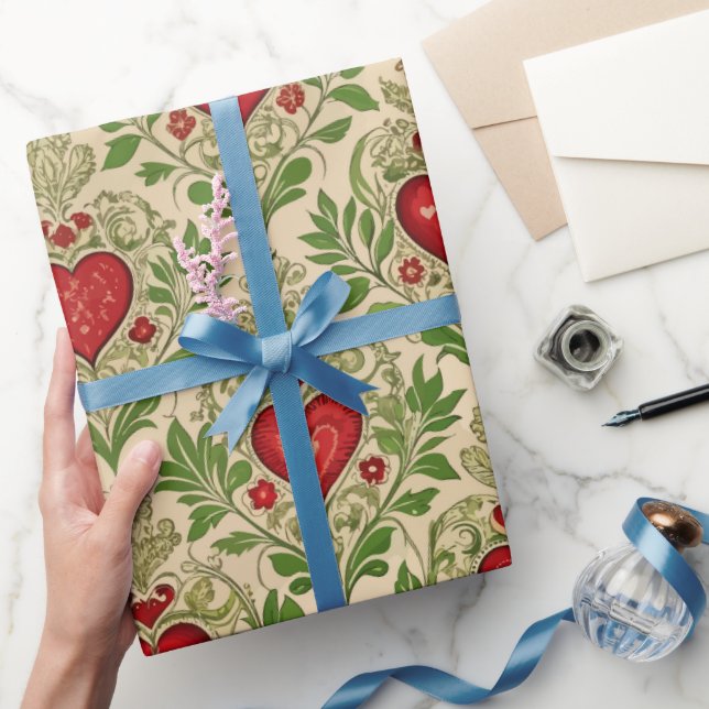 Valentine Day Vintage Hearts  Wrapping Paper (Gifting)