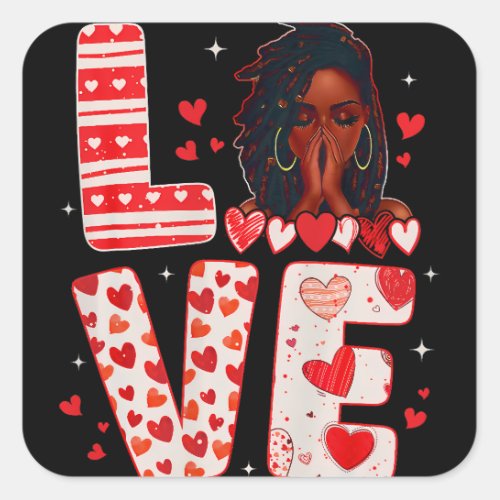 Valentine Days Black African American Costume Square Sticker