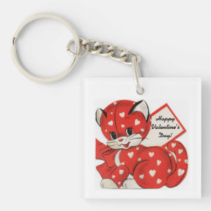 Valentine Day's Cute Kitten Keychain